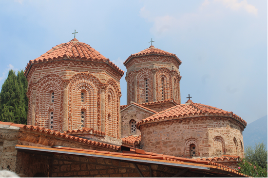 The Byzantine domes of Saint Naum Monastery