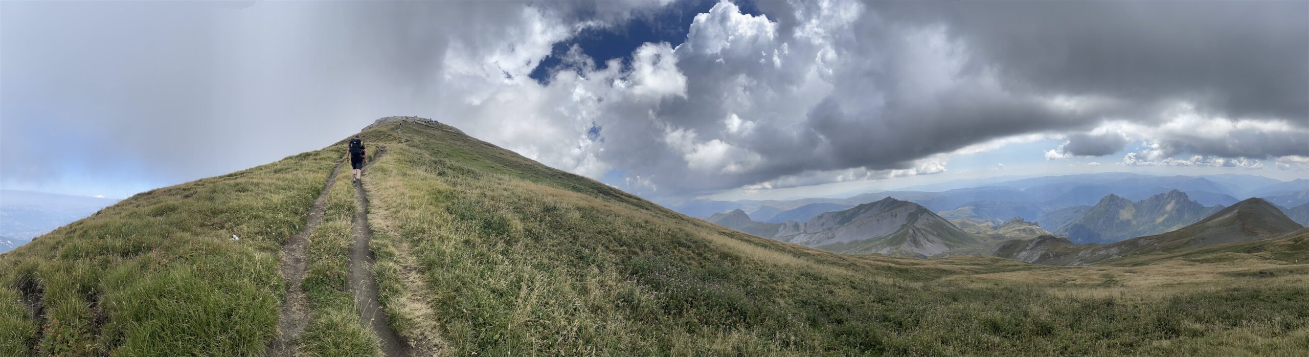 Hikers on the ridge toward the Mont Korab summit, the roof of Albania